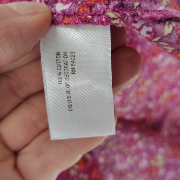 Old Navy Pearl Snap Down Top Size Large Floral Long Sleeve Blouse Pink - Picture 5 of 7